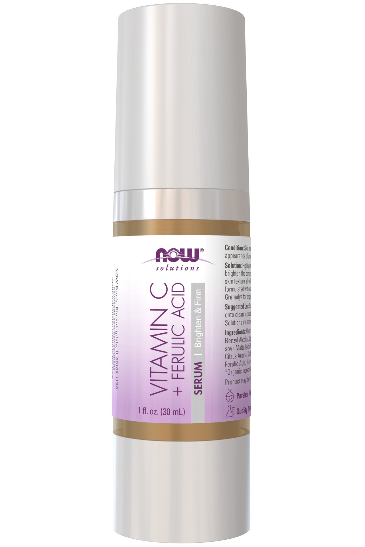slide 1 of 5, NOW Solutions Vitamin C + Ferulic Acid Serum - 1 fl. oz., 1 fl oz