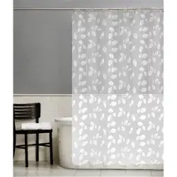R+R Room and Retreat Just Leaves PEVA Shower Curtain White