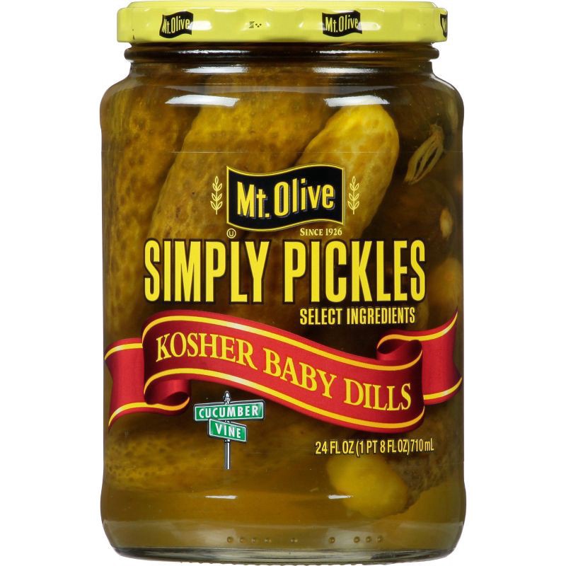 slide 1 of 4, Mt. Olive Simply Pickles Kosher Baby Dills - 24 fl oz, 24 fl oz