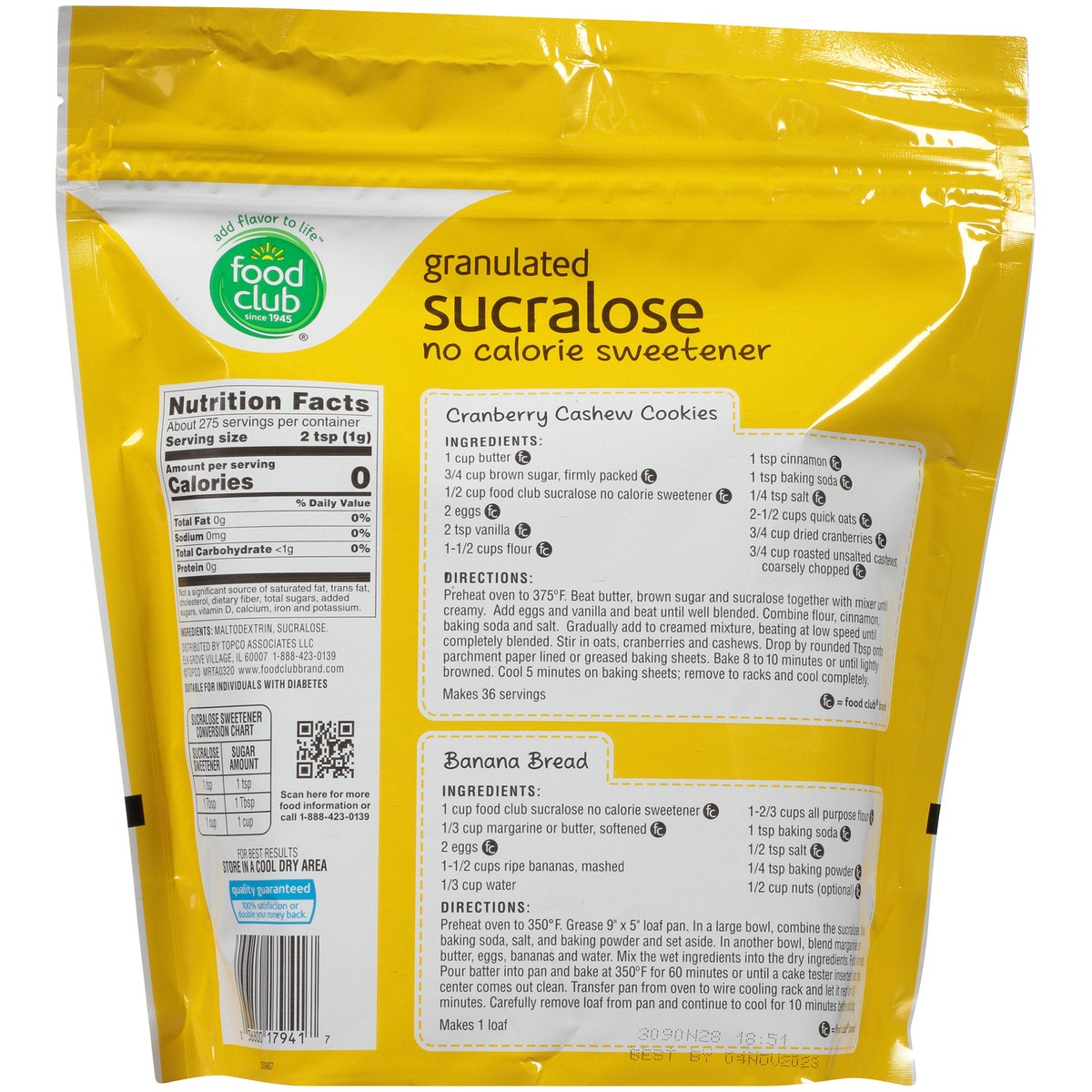 slide 10 of 10, Food Club Sugar Sub Sucralose Bag, 9.7 oz