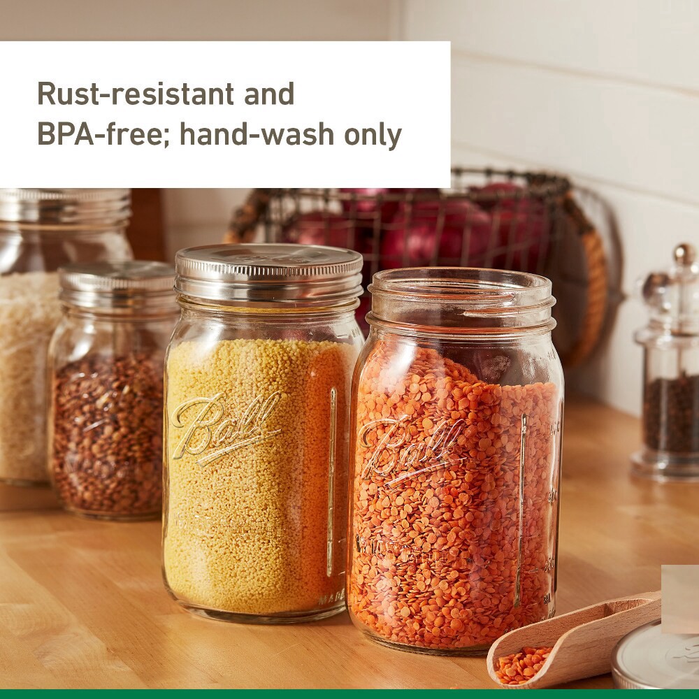 slide 5 of 6, Ball Wide Mouth Stainless Steel Lids, 3 ct