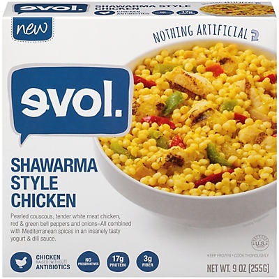 slide 1 of 1, EVOL Shawarma Style Chicken Frozen Dinner, 9 oz