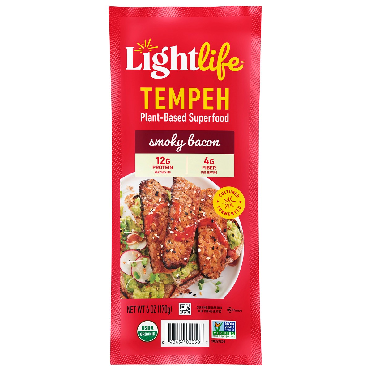 slide 1 of 5, Lightlife Tempeh, Smoky Bacon, Plant-Based Superfood, 6 oz