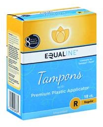 slide 1 of 1, Equaline Unscented Regular Tampons, 18 ct