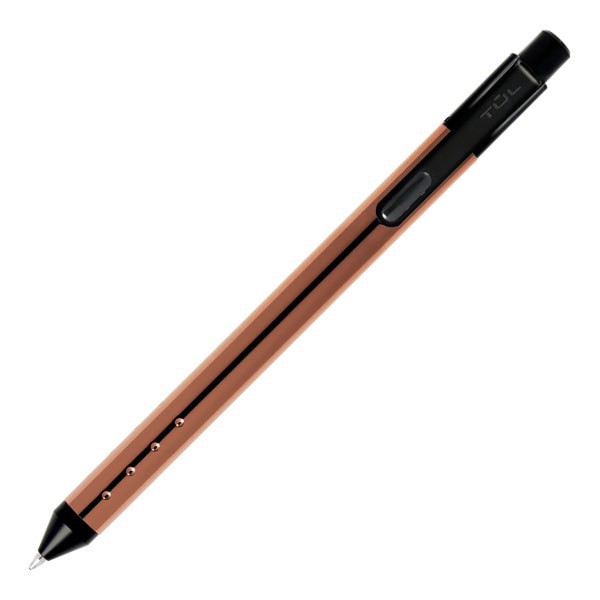 slide 5 of 7, TUL Fine Writing Solid Metal Barrel Retractable Gel Pen With 2 Refills, Medium Point, Rose Gold Barrel, Black/Blue Ink, 0.7 mm, 0.7 mm