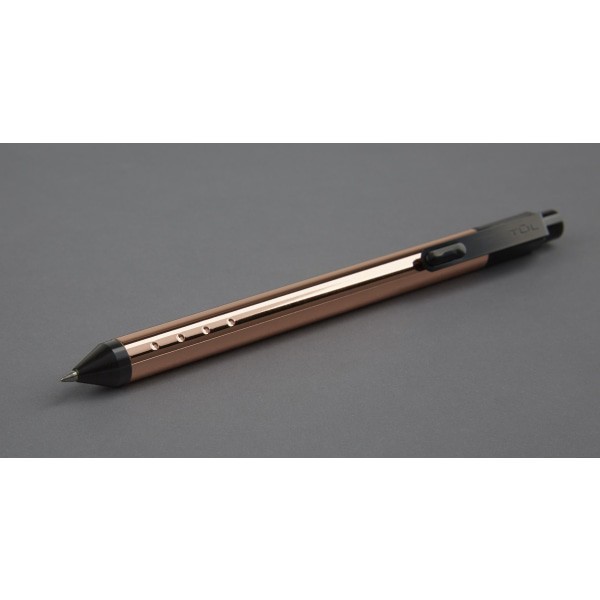 slide 6 of 7, TUL Fine Writing Solid Metal Barrel Retractable Gel Pen With 2 Refills, Medium Point, Rose Gold Barrel, Black/Blue Ink, 0.7 mm, 0.7 mm
