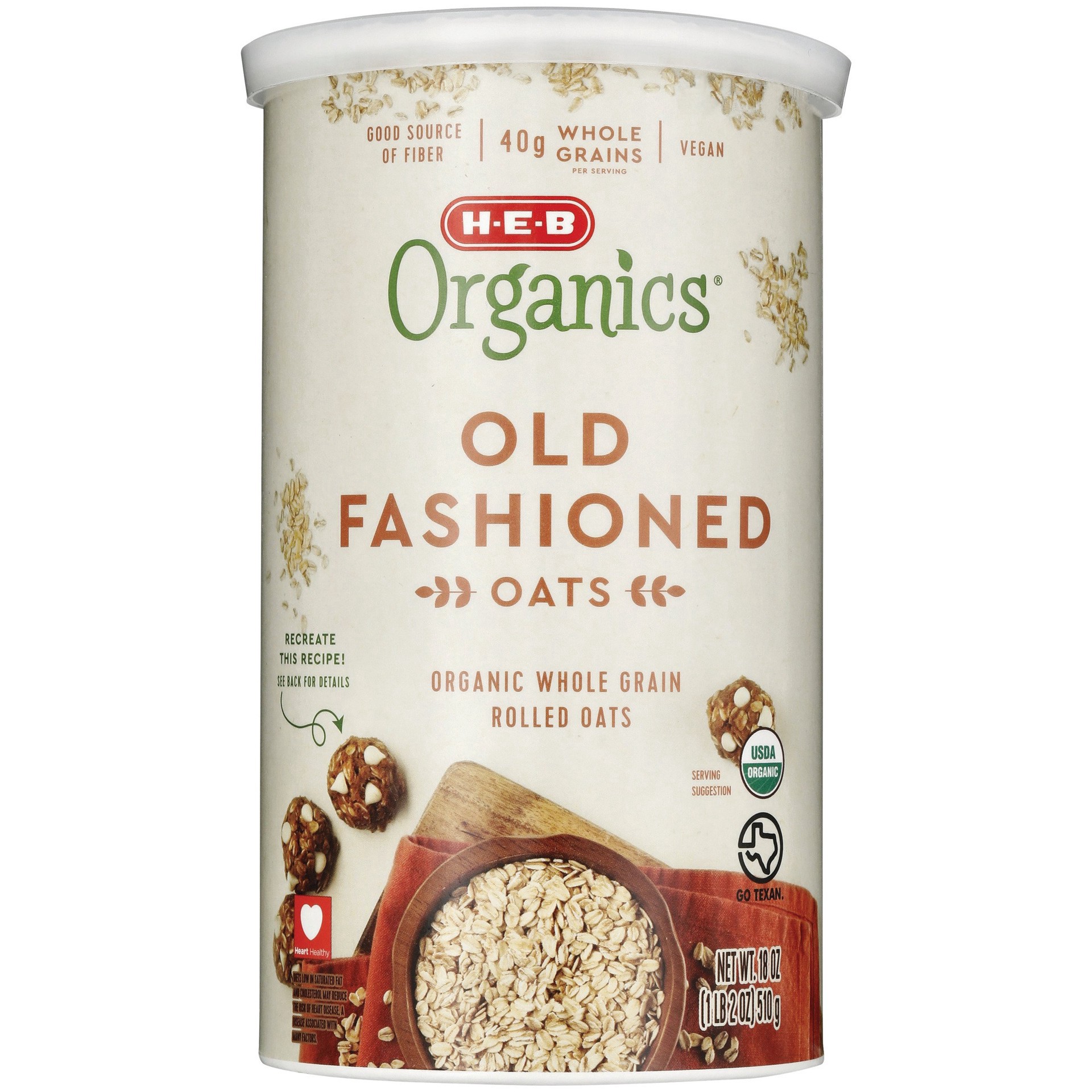 slide 1 of 1, H-E-B Organics Old Fashion Oats, 18 oz