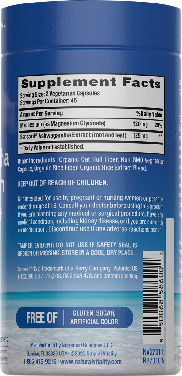 slide 5 of 10, Natural Vitality Calm NV CALM Magnesium Sensoril Ashwa 90 capsule, 90 ct