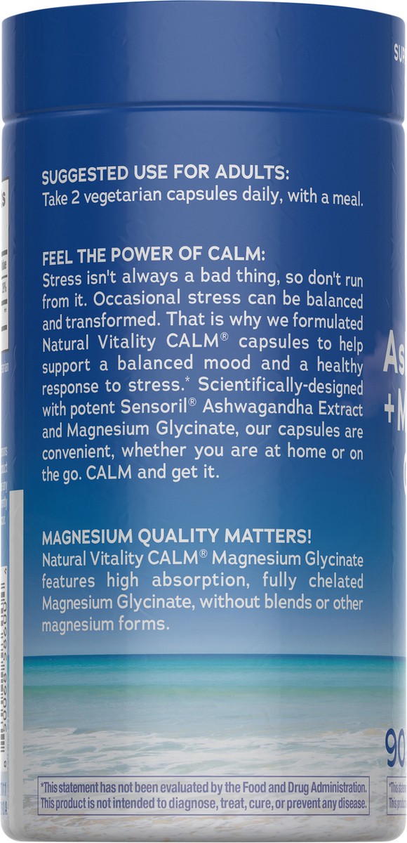 slide 2 of 10, Natural Vitality Calm NV CALM Magnesium Sensoril Ashwa 90 capsule, 90 ct