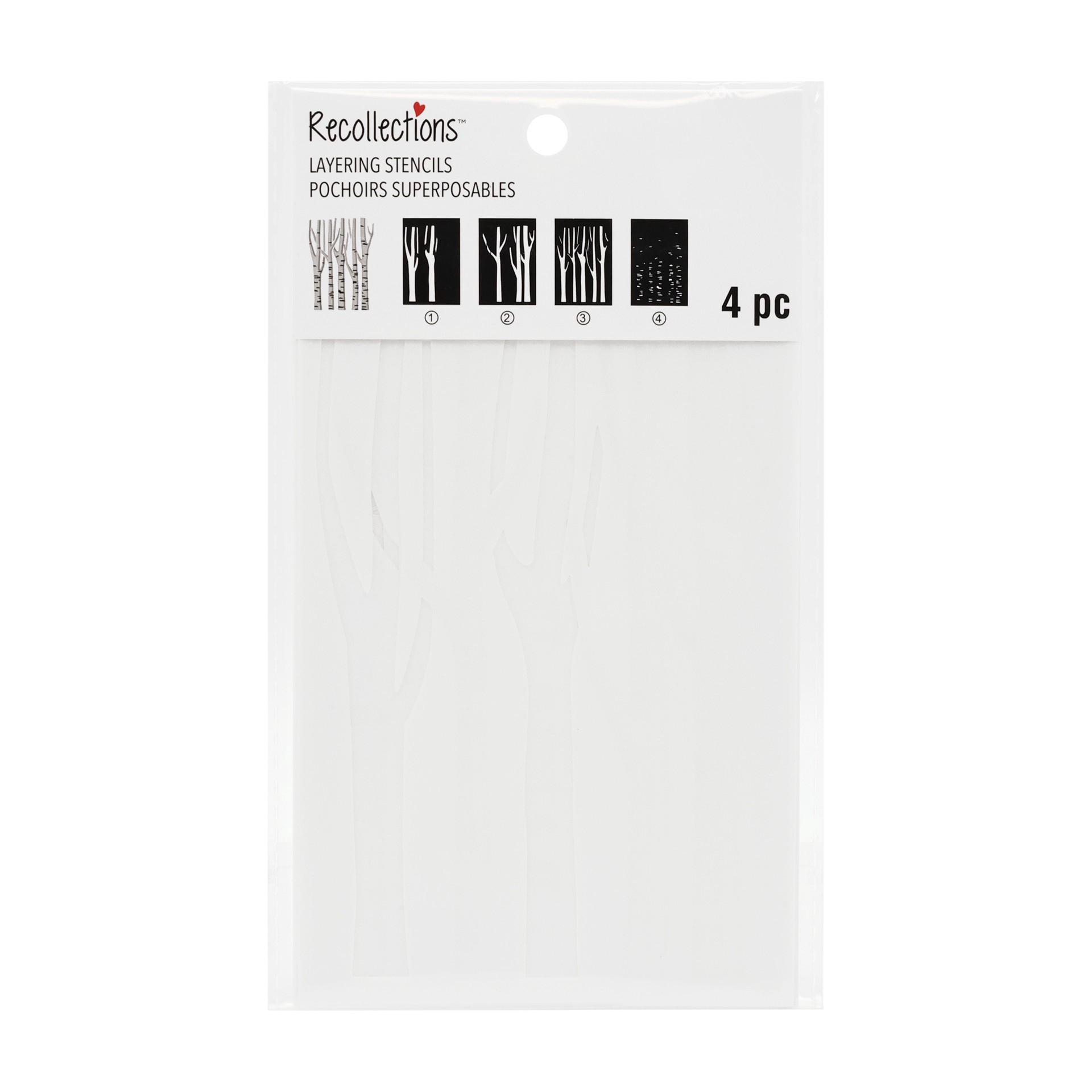 slide 4 of 4, 4" X 6" Birch Tree Print Layering Stencil Set By Recollections, 4 in x 6 in