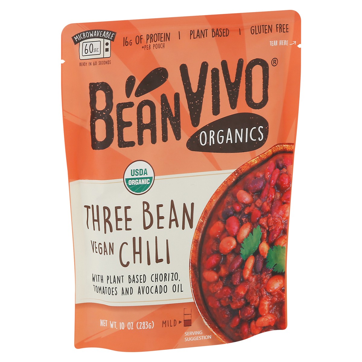 slide 8 of 9, BeanVivo Organics Vegan Mild Three Bean Chili 10 oz, 10 oz