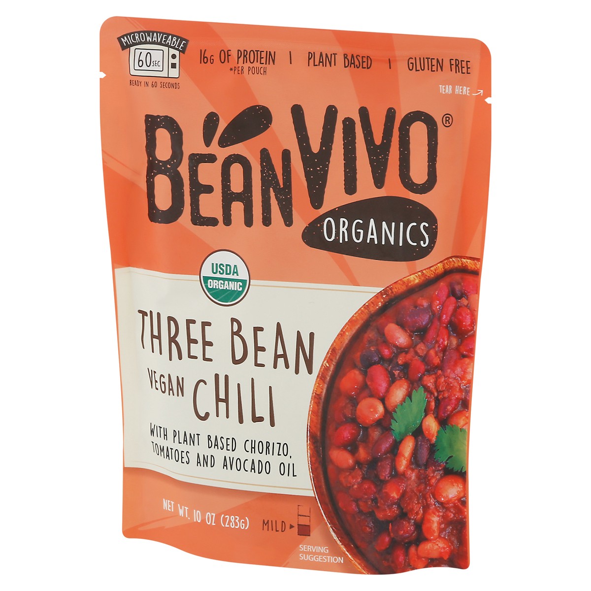 slide 4 of 9, BeanVivo Organics Vegan Mild Three Bean Chili 10 oz, 10 oz