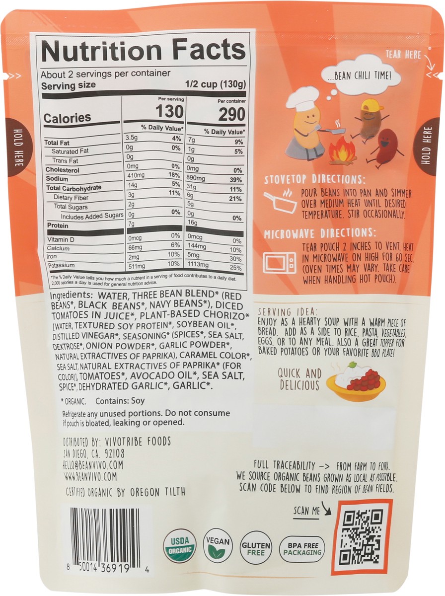 slide 5 of 9, BeanVivo Organics Vegan Mild Three Bean Chili 10 oz, 10 oz