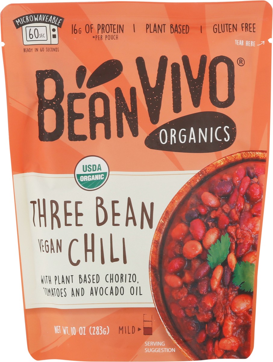 slide 9 of 9, BeanVivo Organics Vegan Mild Three Bean Chili 10 oz, 10 oz