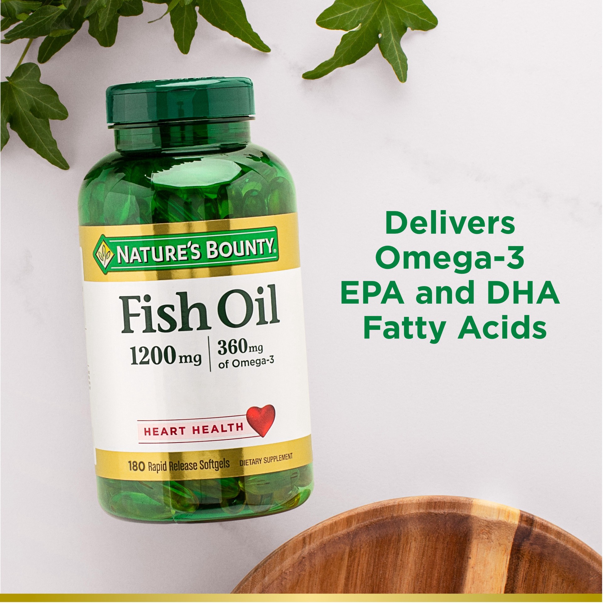 slide 3 of 5, Nature's Bounty Fish Oil With Omega 3 Softgels, 1200 Mg, 200 Ct, 200 ct