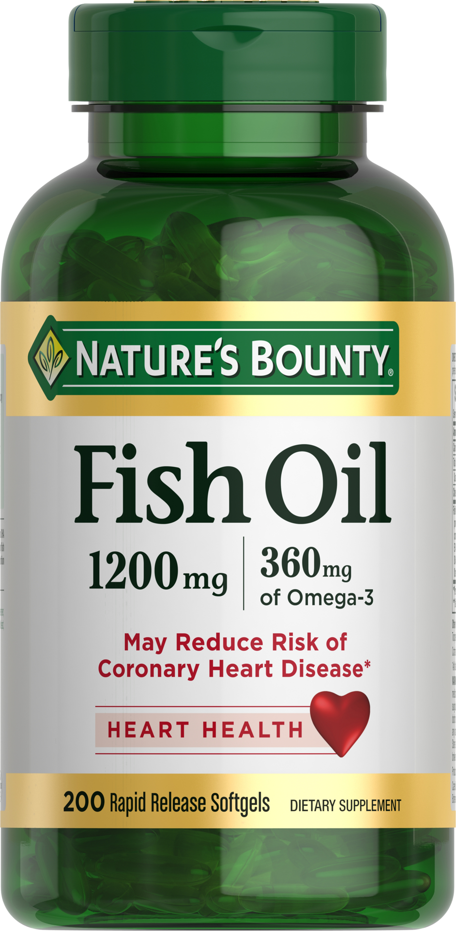 slide 1 of 5, Nature's Bounty Fish Oil With Omega 3 Softgels, 1200 Mg, 200 Ct, 200 ct