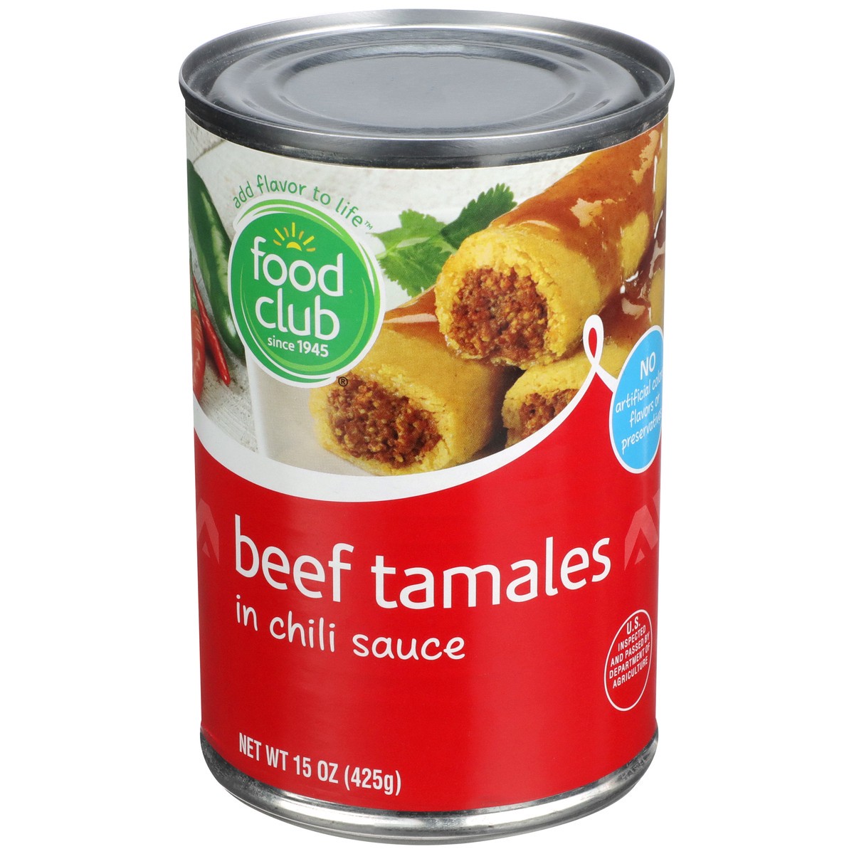 slide 1 of 9, Food Club Beef Tamales In Chili Sauce, 15 oz