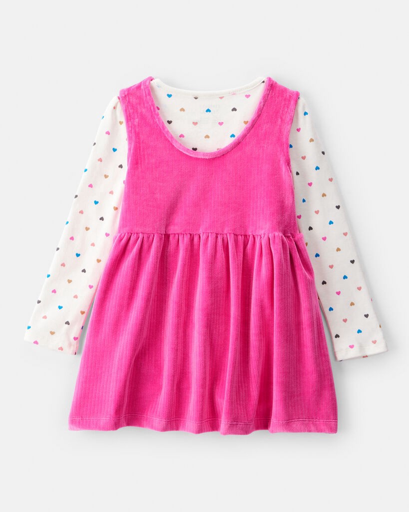 slide 4 of 6, Carter's Toddler Girl Heart Velour Dress Set - Pink Fuchsia 3T, 1 ct