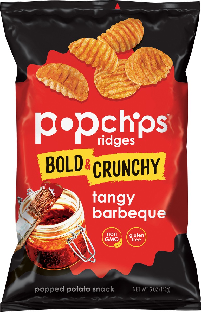 slide 8 of 9, popchips Ridges Tangy Barbeque Popped Potato Snack 5 oz, 5 oz