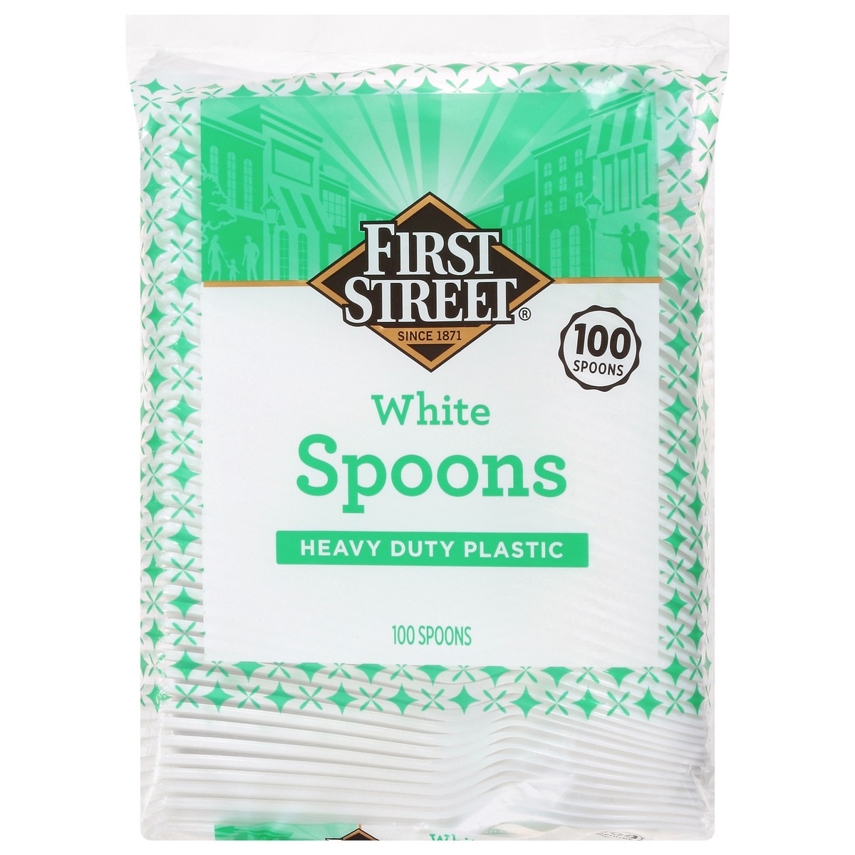 slide 3 of 4, First Street Heavy Duty White Spoons, 100 ct