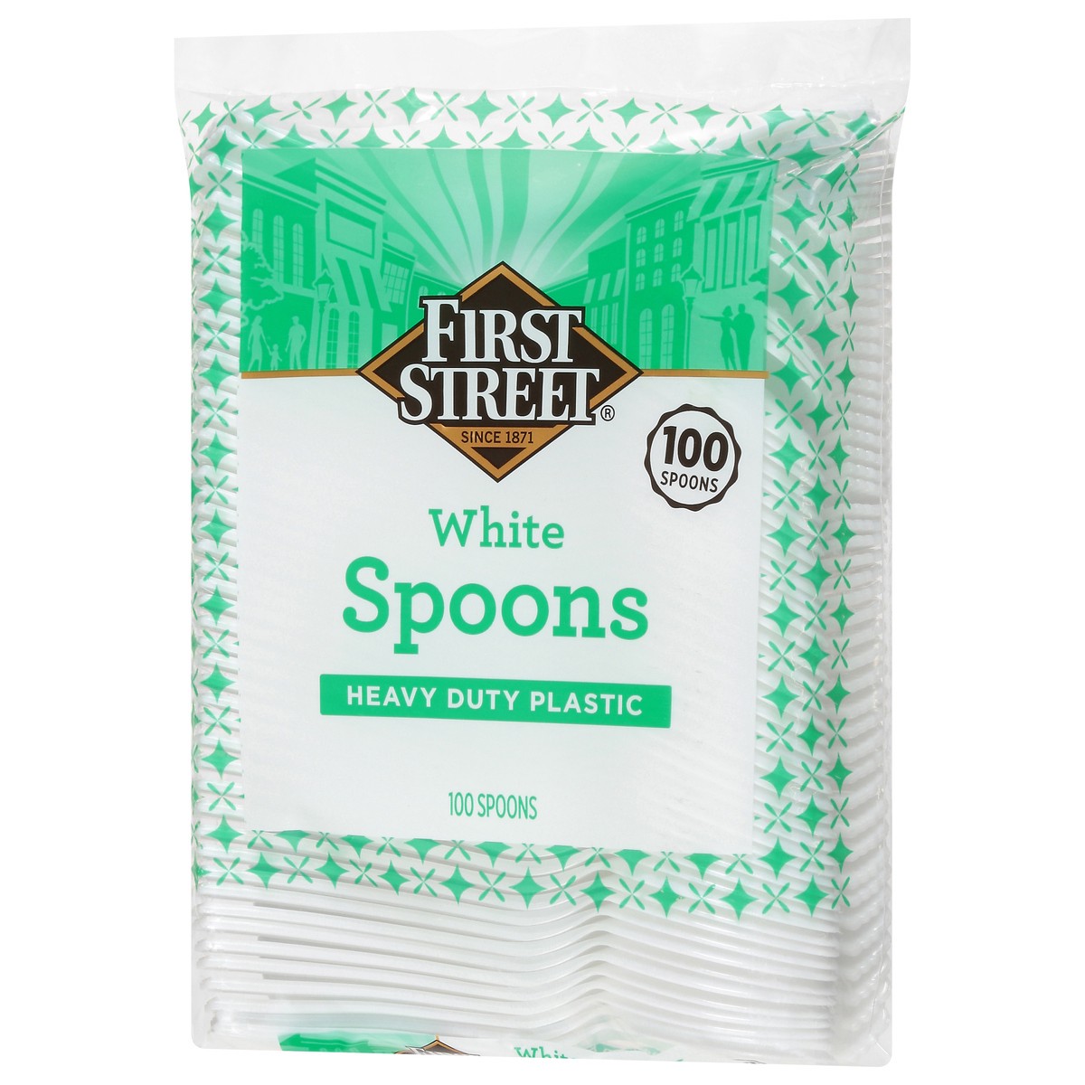 slide 4 of 4, First Street Heavy Duty White Spoons, 100 ct