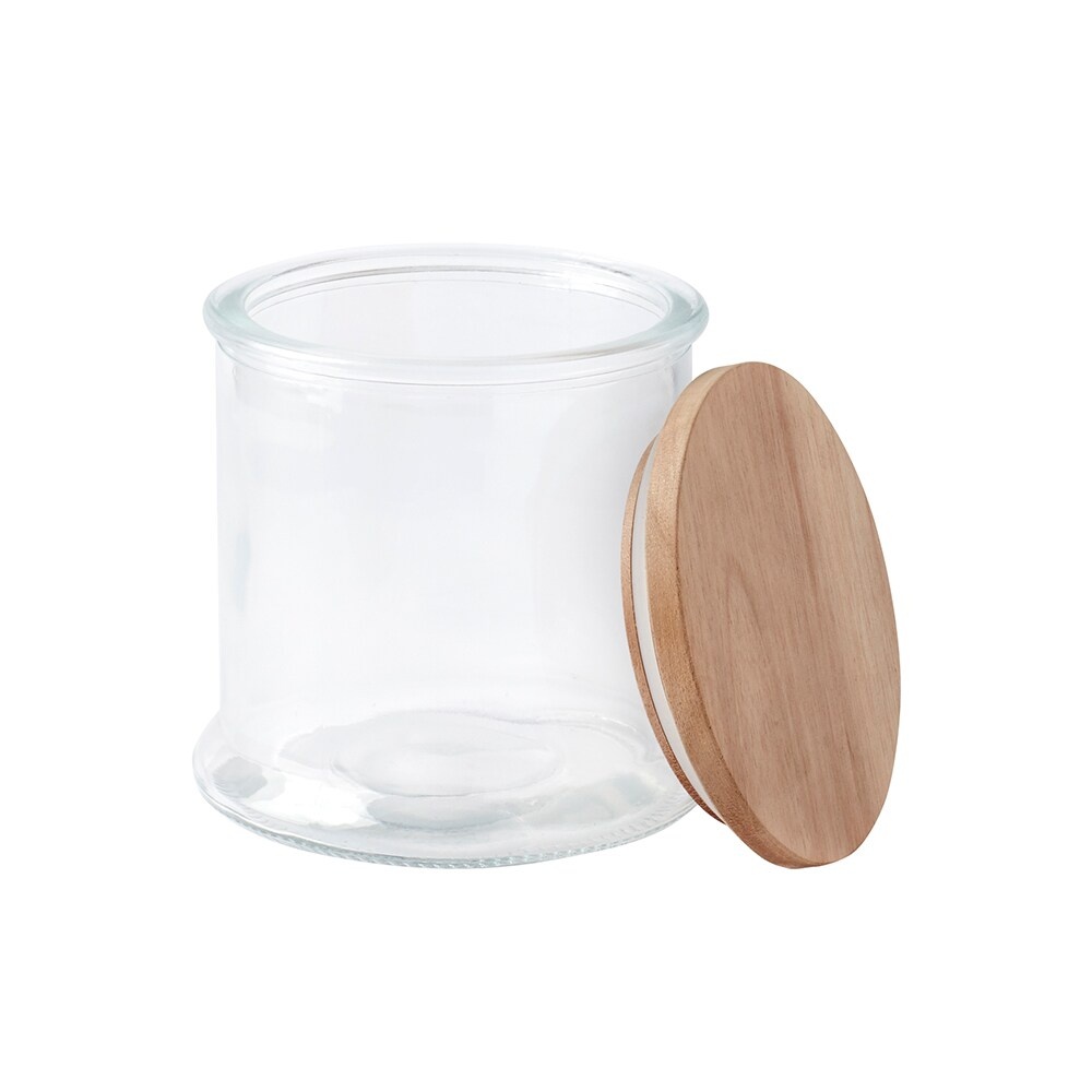 slide 1 of 1, Tabletops Unlimited Medium Skinny Heritage Glass Jar With Acacia Wood Lid, 1 ct