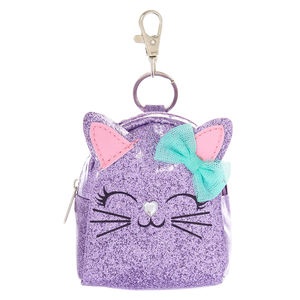 slide 1 of 1, Claire's Metallic Glitter Cat Mini Backpack Keychain, 1 ct