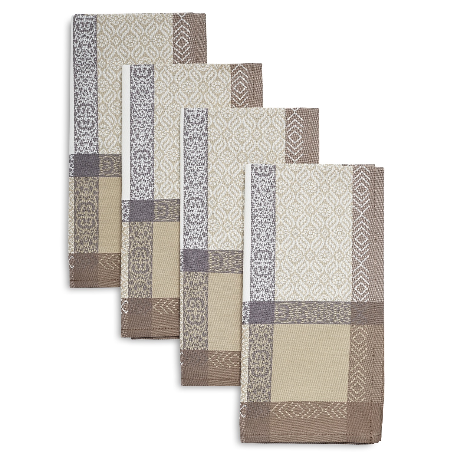 slide 1 of 1, Sur La Table Viana Taupe Jacquard Napkins, 4 ct