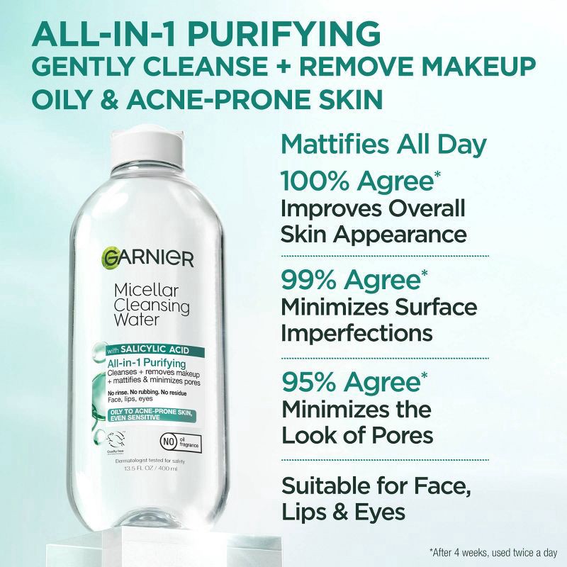slide 2 of 7, Garnier Micellar Cleansing Water with Salicylic Acid 13.5 fl oz, 13.5 fl oz