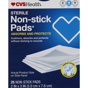 slide 1 of 1, Cvs Health Sterile Non-Stick Pads, 2 In X 3 In, 25 Ct, 1 ct