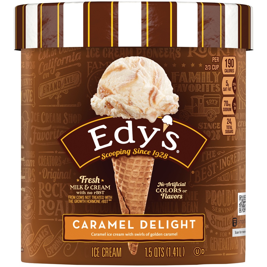 slide 1 of 1, Edy's/Dreyer's Caramel Delight Ice Cream, 1.5 qt