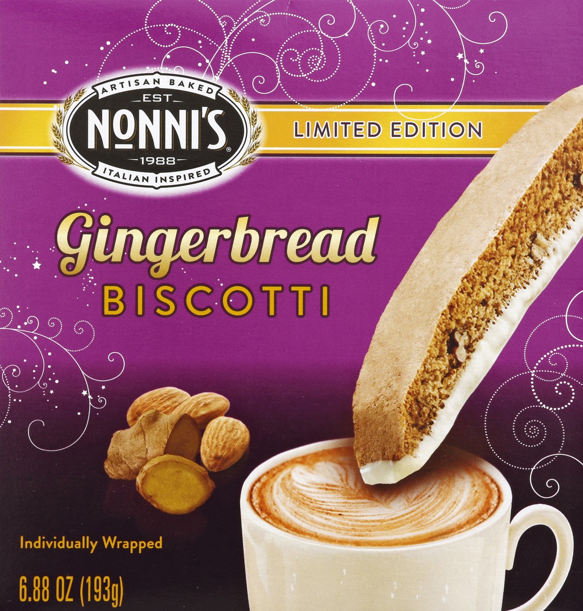 slide 3 of 4, Nonni's Seasonal Favorites Gingerbread Biscotti 8 ea, 6.88 oz