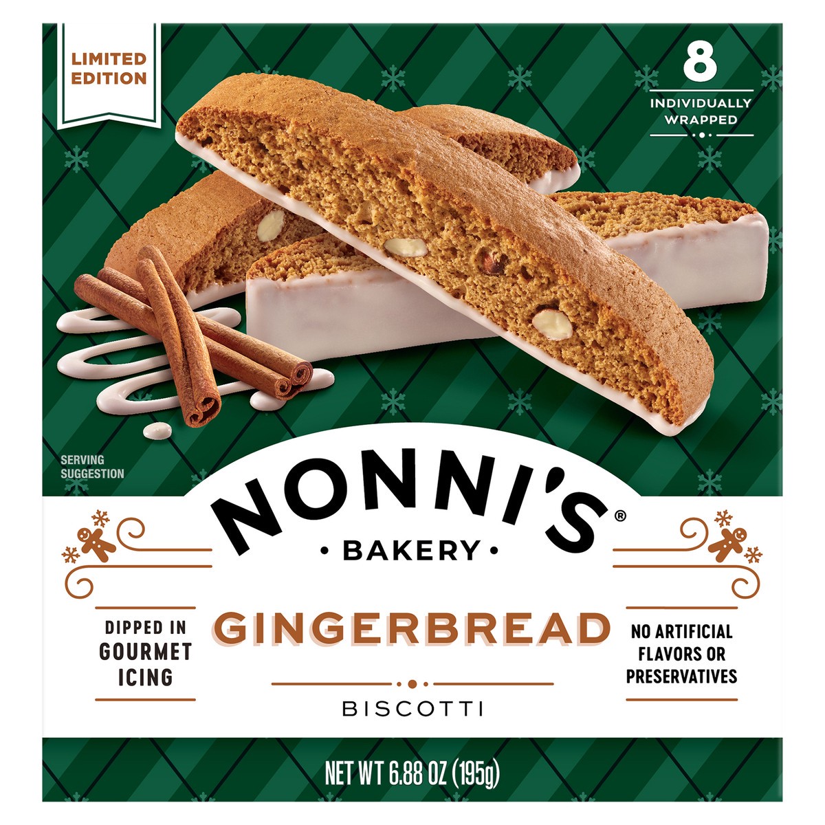 slide 1 of 4, Nonni's Seasonal Favorites Gingerbread Biscotti 8 ea, 6.88 oz