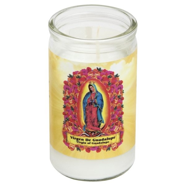 slide 1 of 1, Eternalux White Virgin Of Guadalupe Glass Jar Candle, 1 ct