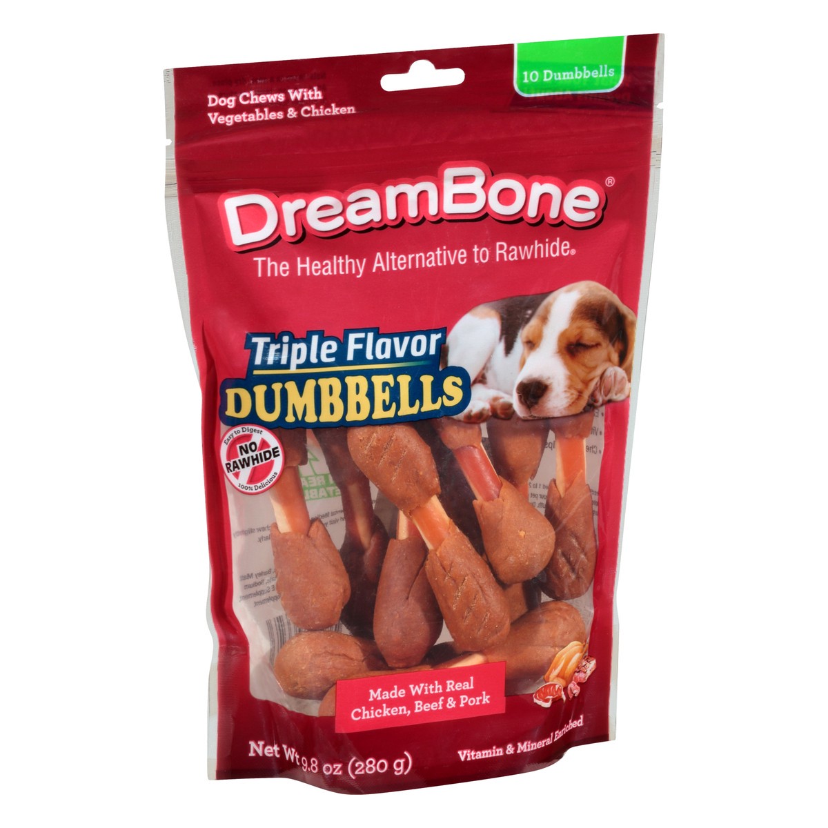 slide 9 of 9, DreamBone with Chicken & Vegetables Triple Flavor Dumbbells Dog Chews with Chicken & Vegetables 10 ea, 10 ct