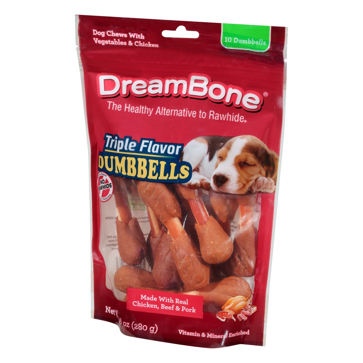 slide 8 of 9, DreamBone with Chicken & Vegetables Triple Flavor Dumbbells Dog Chews with Chicken & Vegetables 10 ea, 10 ct