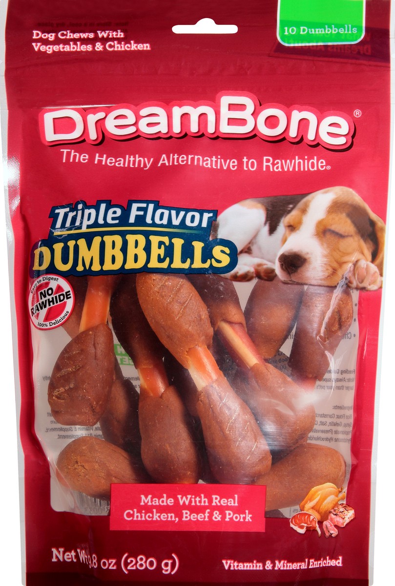 slide 1 of 9, DreamBone with Chicken & Vegetables Triple Flavor Dumbbells Dog Chews with Chicken & Vegetables 10 ea, 10 ct