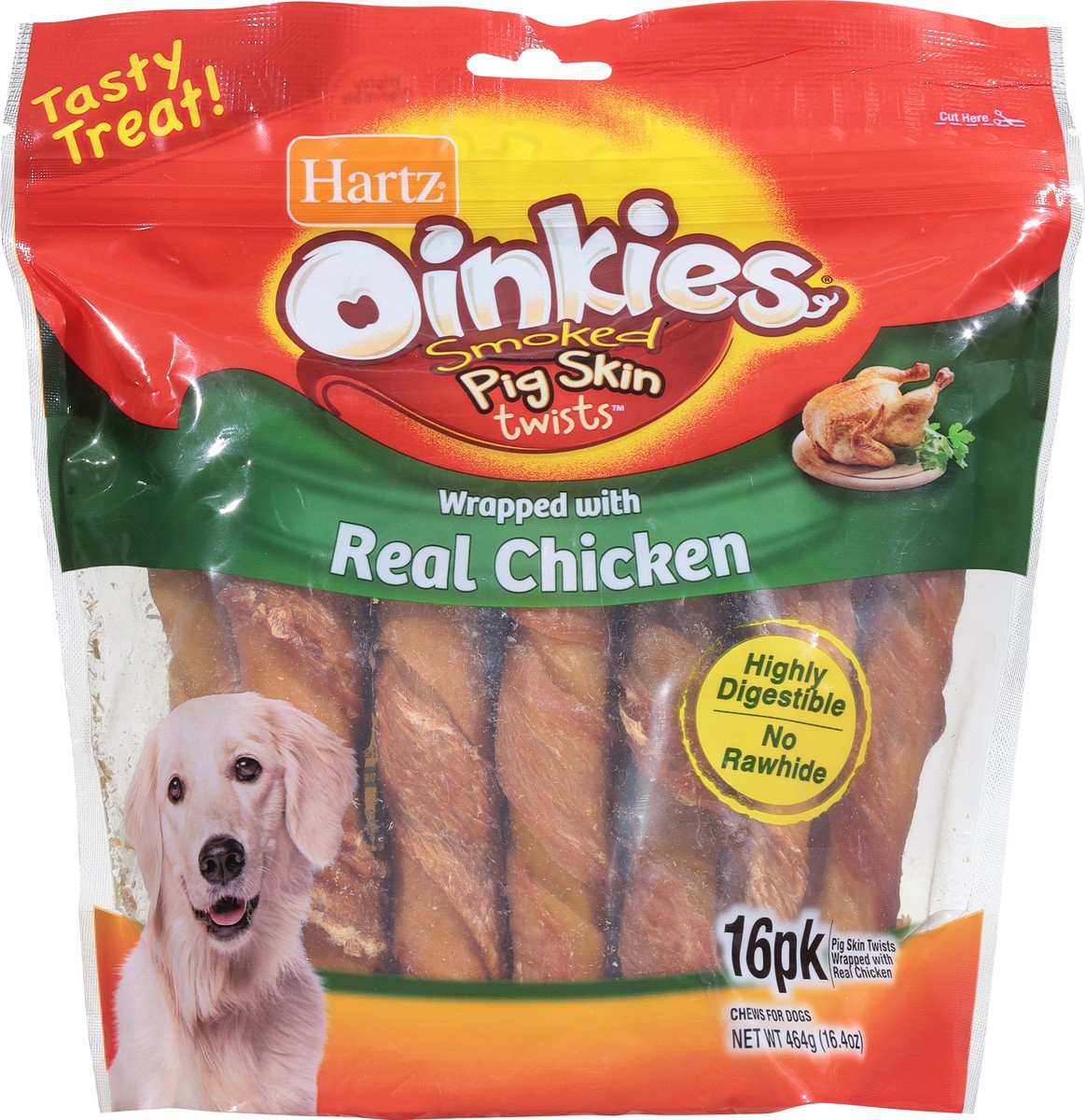 slide 5 of 14, Oinkies Twists Pig Skin Smoked Chews for Dogs 16 ea, 16 ct