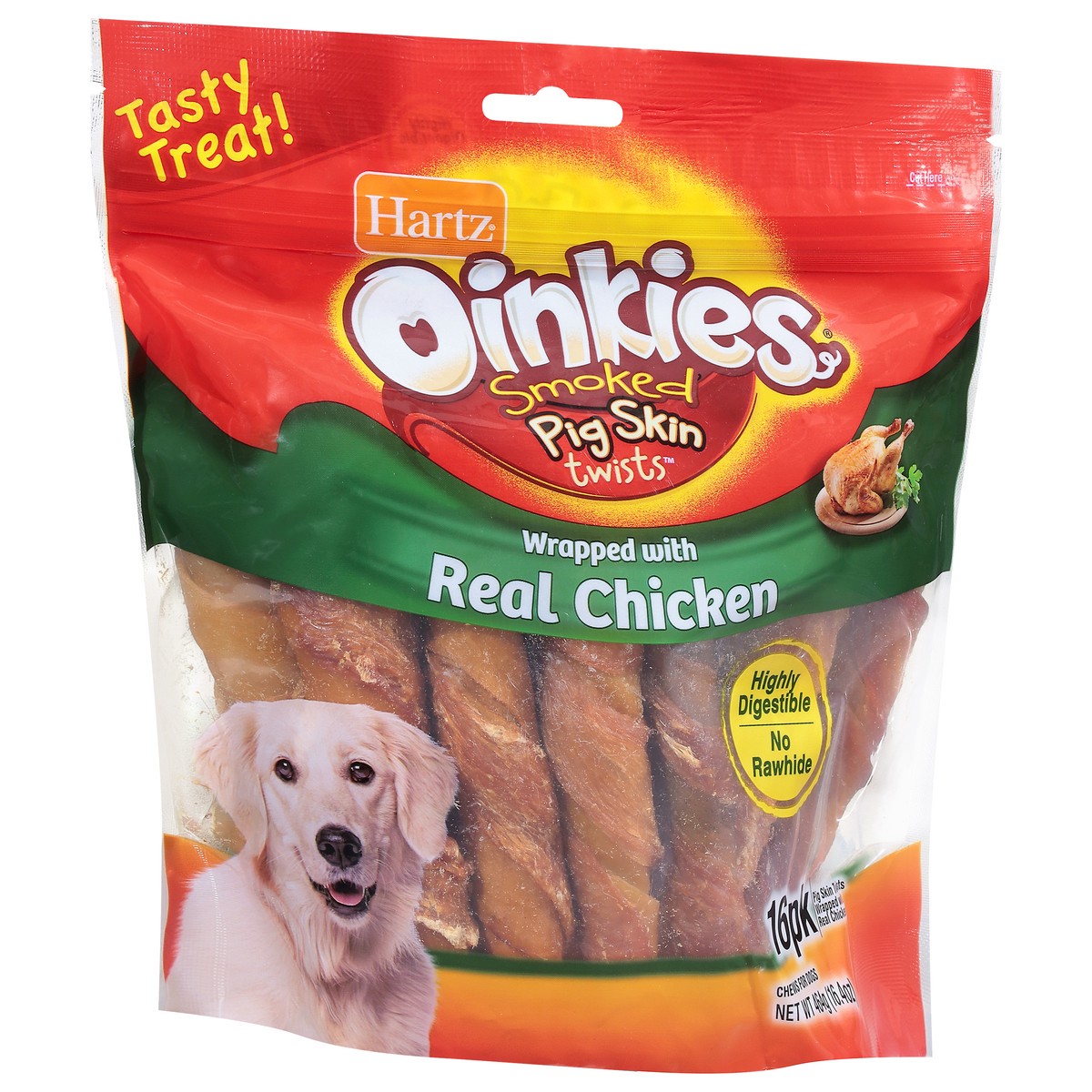 slide 11 of 14, Oinkies Twists Pig Skin Smoked Chews for Dogs 16 ea, 16 ct