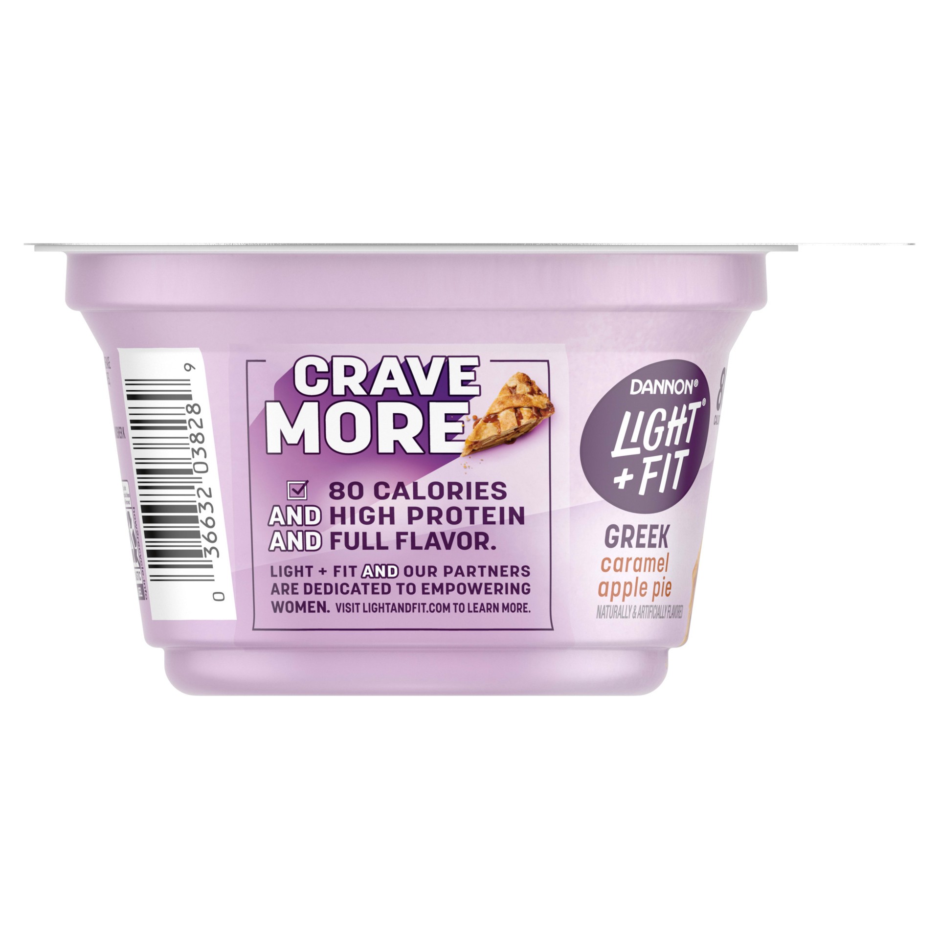 slide 5 of 5, Dannon Light + Fit Caramel Apple Pie Greek Fat Free Yogurt, 5.3 OZ Yogurt Cup, 5.3 oz