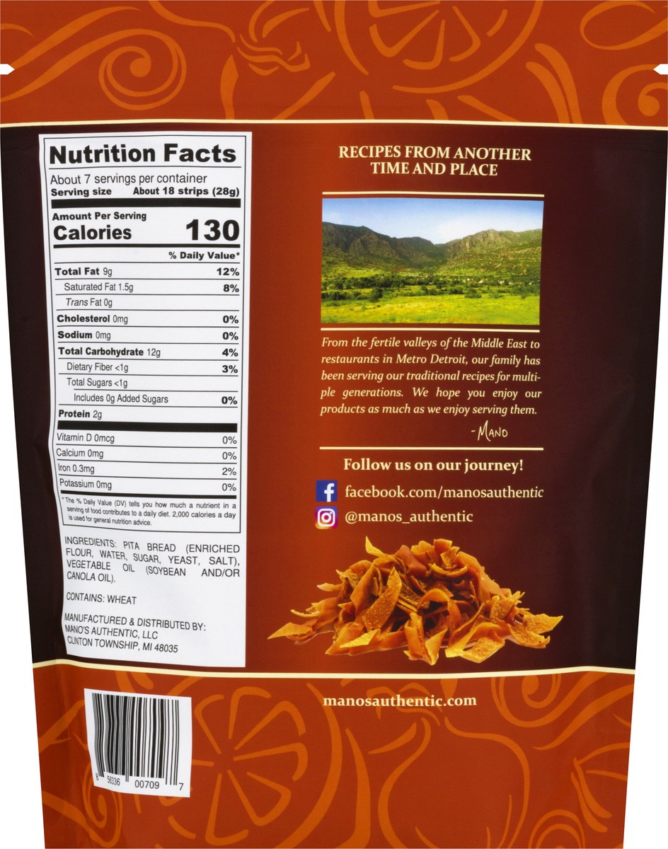 slide 2 of 12, Mano's Thin-Crust Unsalted Original Pita Strips 6.5 oz, 6.5 oz