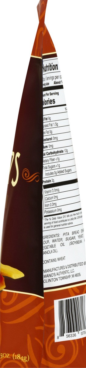 slide 6 of 12, Mano's Thin-Crust Unsalted Original Pita Strips 6.5 oz, 6.5 oz