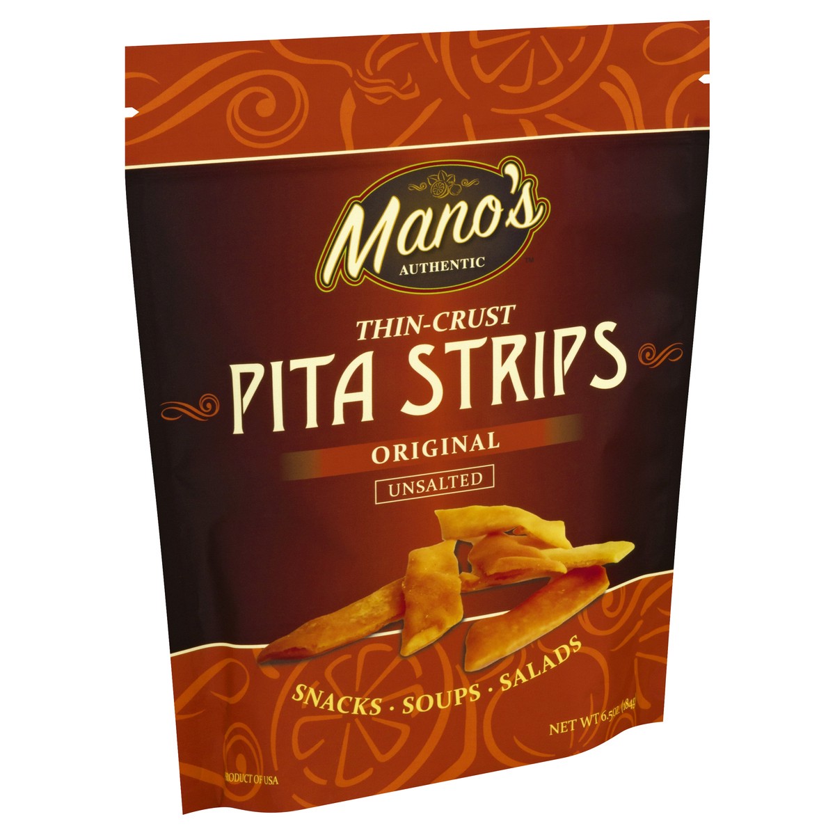 slide 12 of 12, Mano's Thin-Crust Unsalted Original Pita Strips 6.5 oz, 6.5 oz