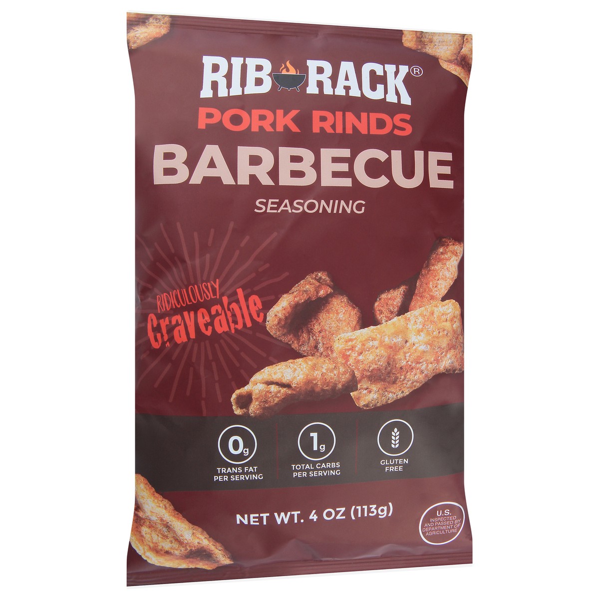 slide 2 of 9, Rib Rack Barbecue Pork Rind, 4 oz