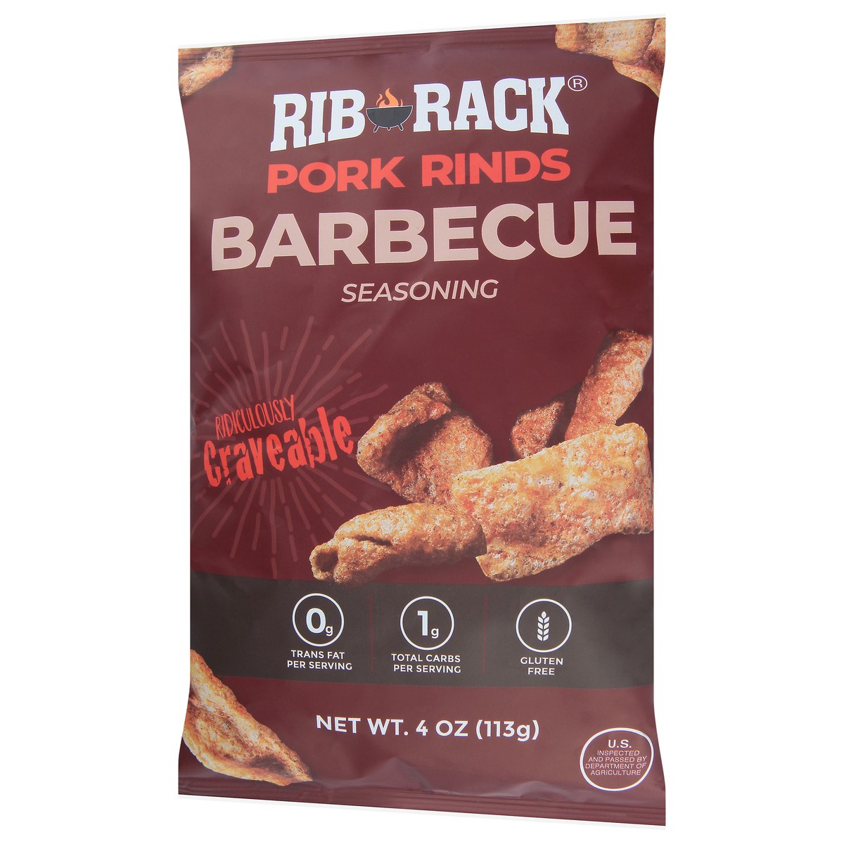 slide 3 of 9, Rib Rack Barbecue Pork Rind, 4 oz