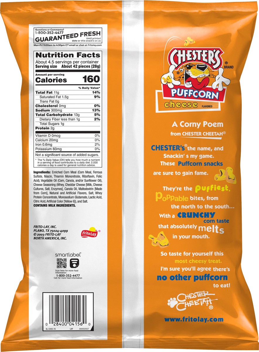 slide 2 of 3, Chester's Cheese Flavored Puffed Corn Snacks 4.25 oz, 4.25 oz