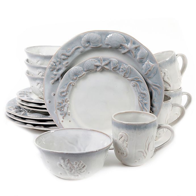 slide 1 of 1, Gibson Overseas Seashore Bay Dinnerware Set - Cream, 16 ct