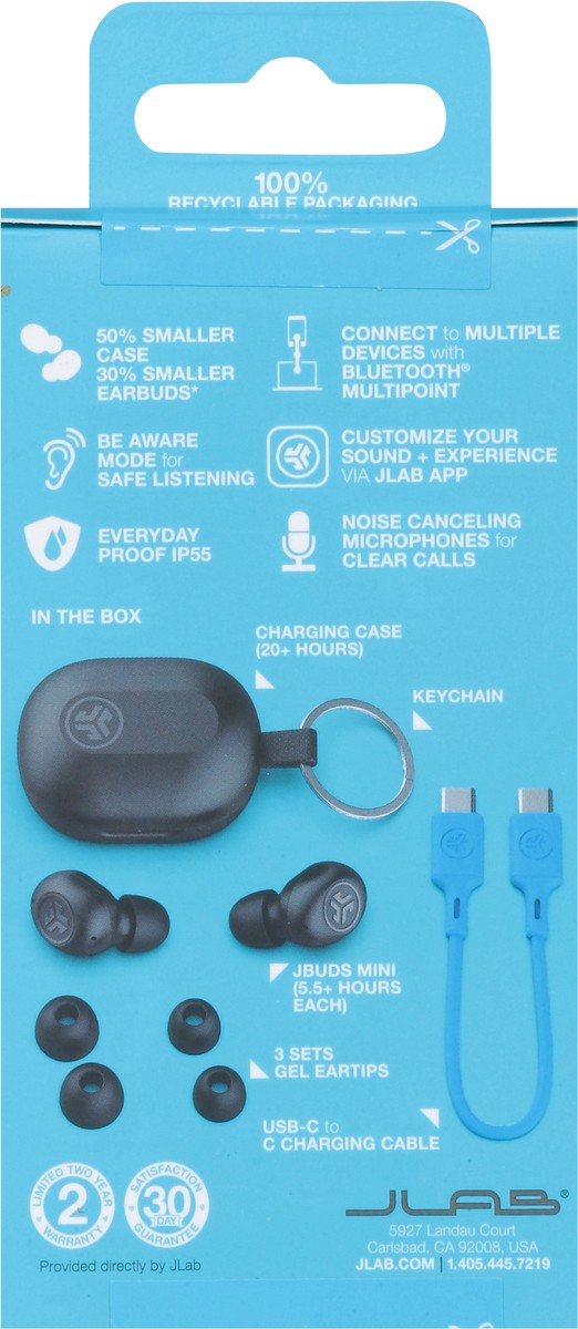 slide 7 of 12, JLab Black JBuds True Wireless Earbuds Mini 1 ea, 1 ct
