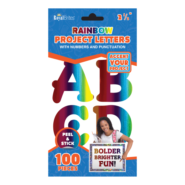 slide 1 of 4, Royal Brites Peel & Stick Project Letters, 2-1/2'', Rainbow Holographic, Set Of 100 Letters, 1 ct