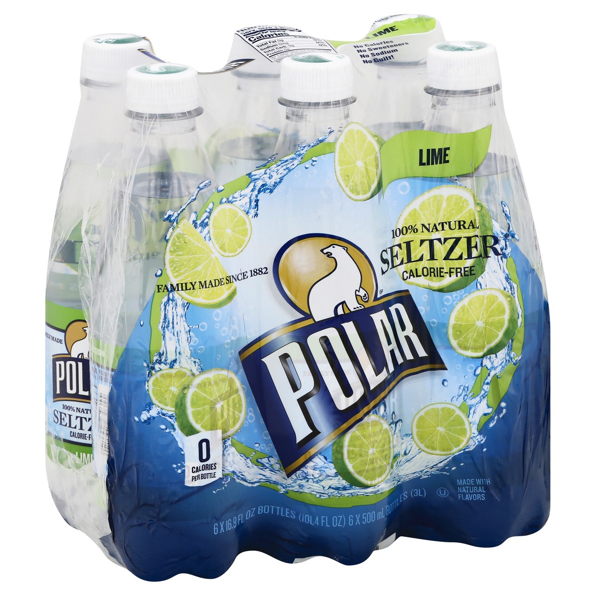 slide 3 of 13, Polar 100% Natural Lime Seltzer - 6 ct, 6 ct